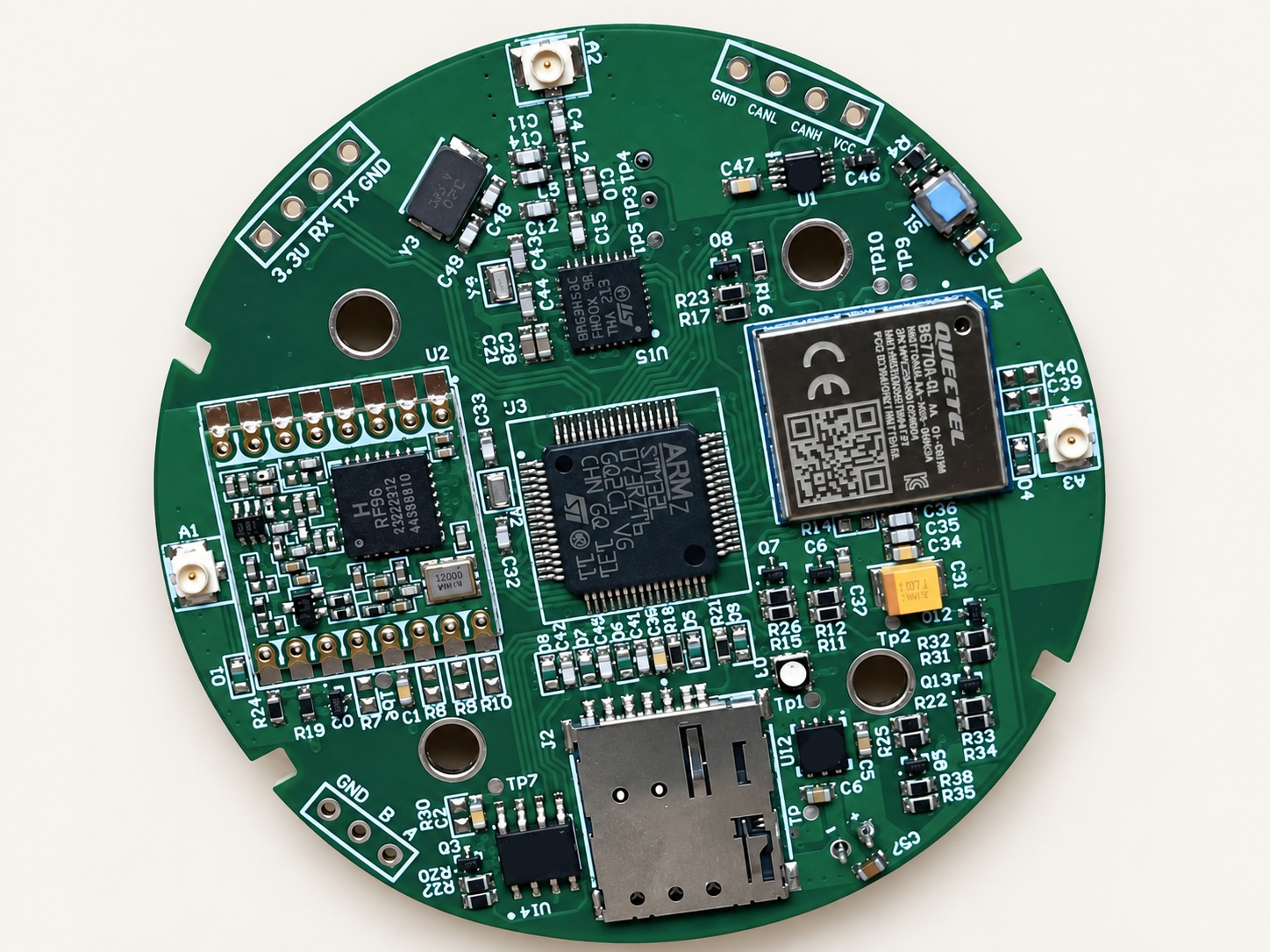 Top view of the assembled STM32 IoT connectivity board.